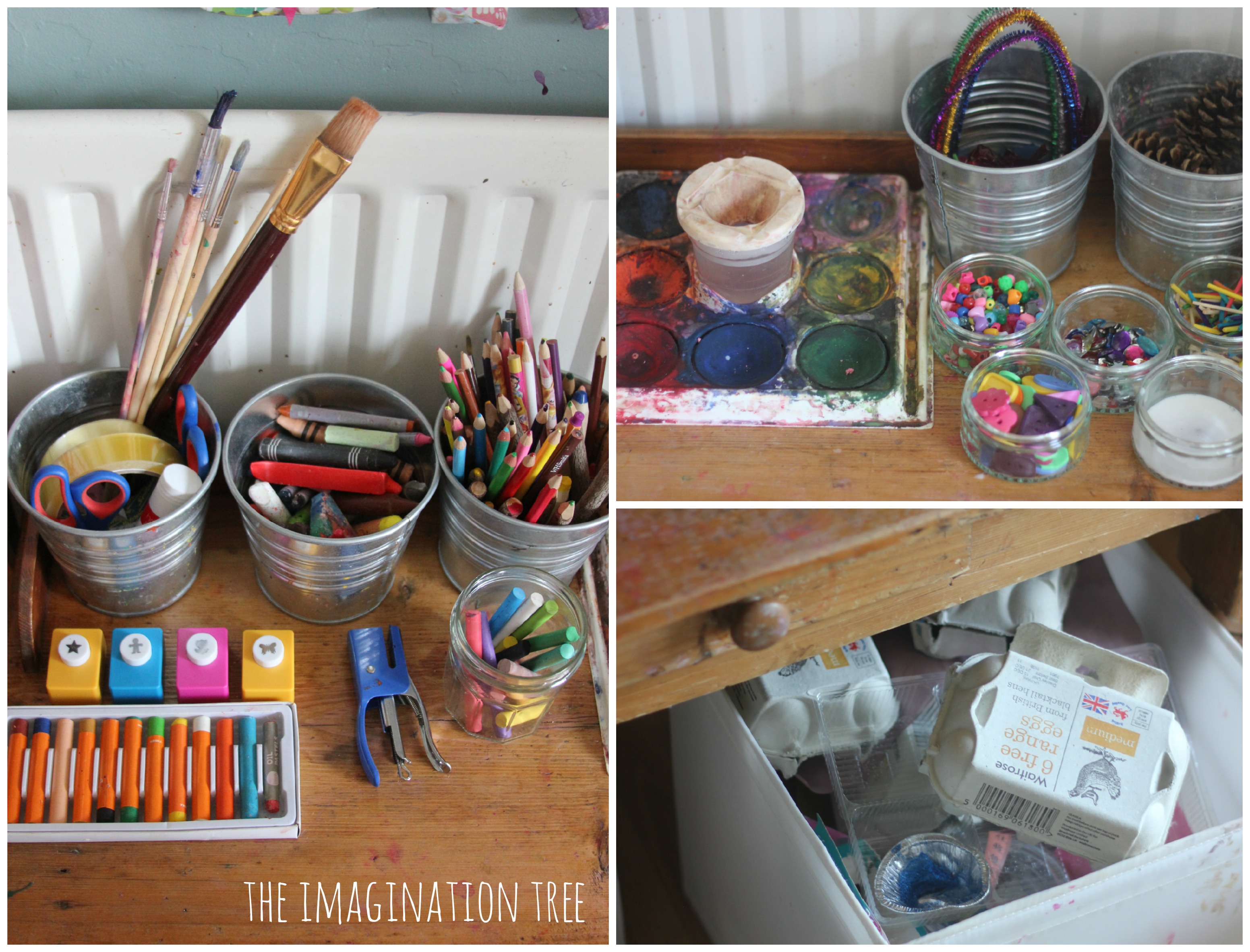Art materials for a childs creative area