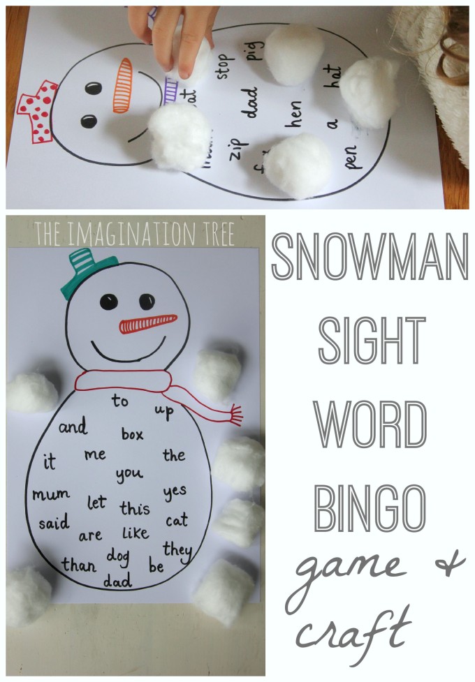 come Craft Snowman  sight books Bingo  The  Word Imagination word Sight Tree