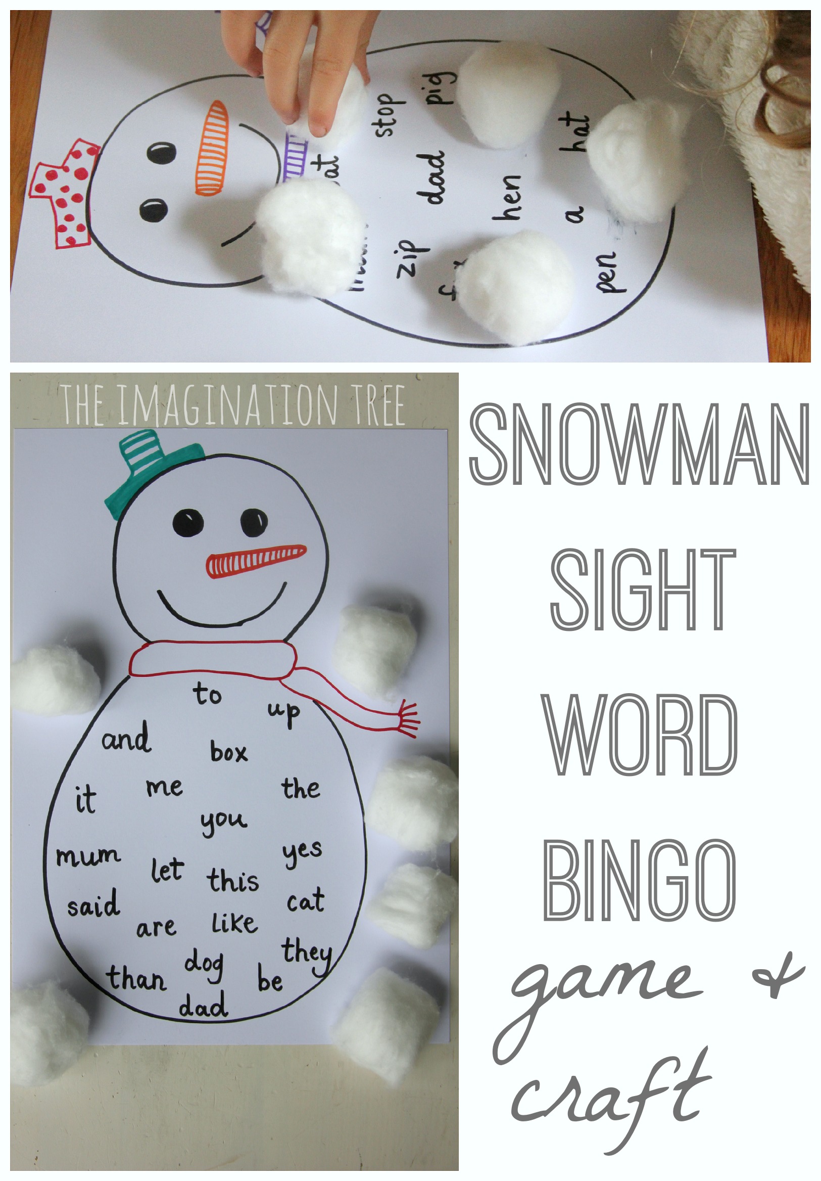 Craft Bingo Tree The  sight word up Word books Snowman Imagination   Sight