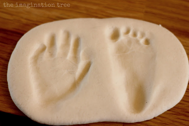 salt dough handprint and footprint