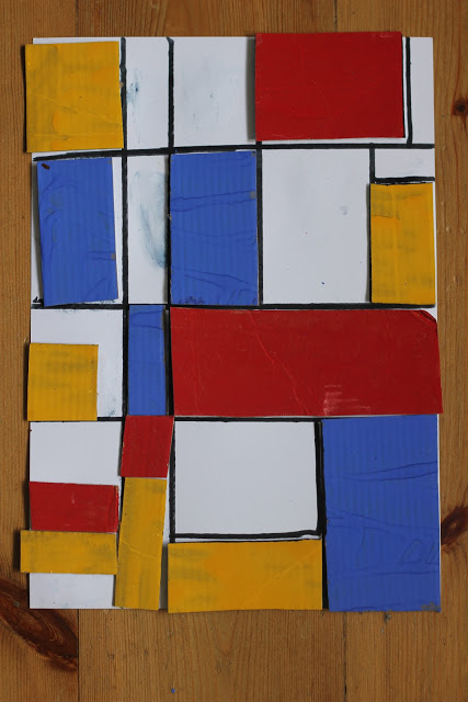 Mondrian collage art work for kids