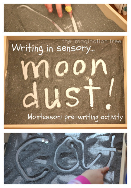 pre-writing montessori activity salt tray