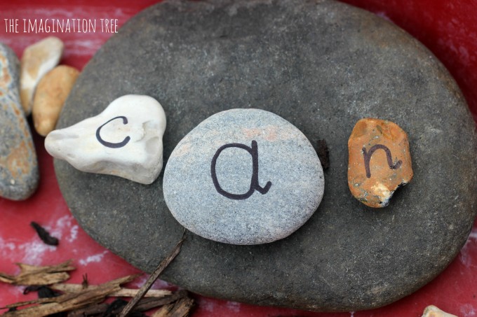Building sight words with alphabet rocks