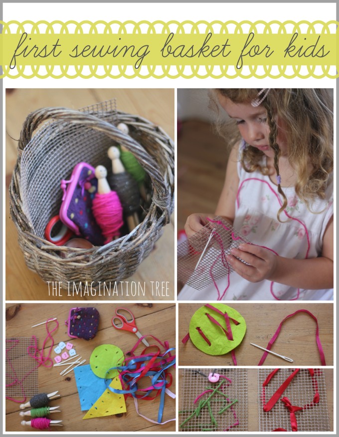 Ideas for making a first sewing basket for kids