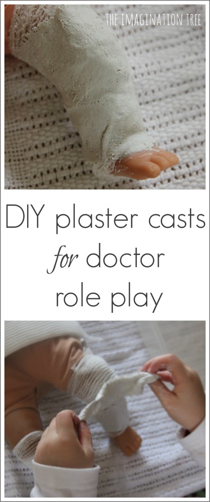 DIY plaster casts for doctor role play for kids