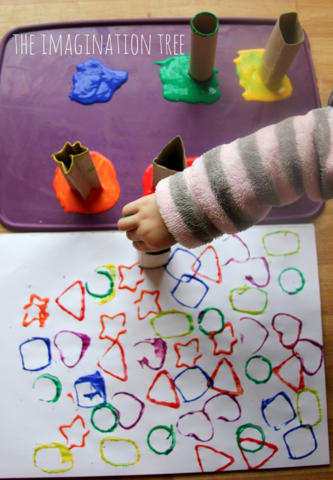 Toddler art printing with shape tubes