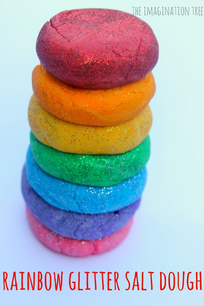 Recipe for rainbow glitter salt dough!