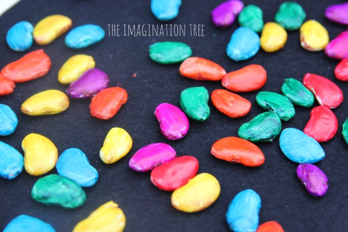 Coloured magic beans for sensory play