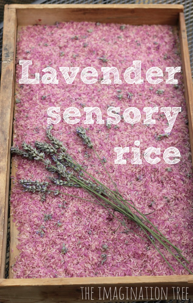 Lavender scented rice for calming sensory play