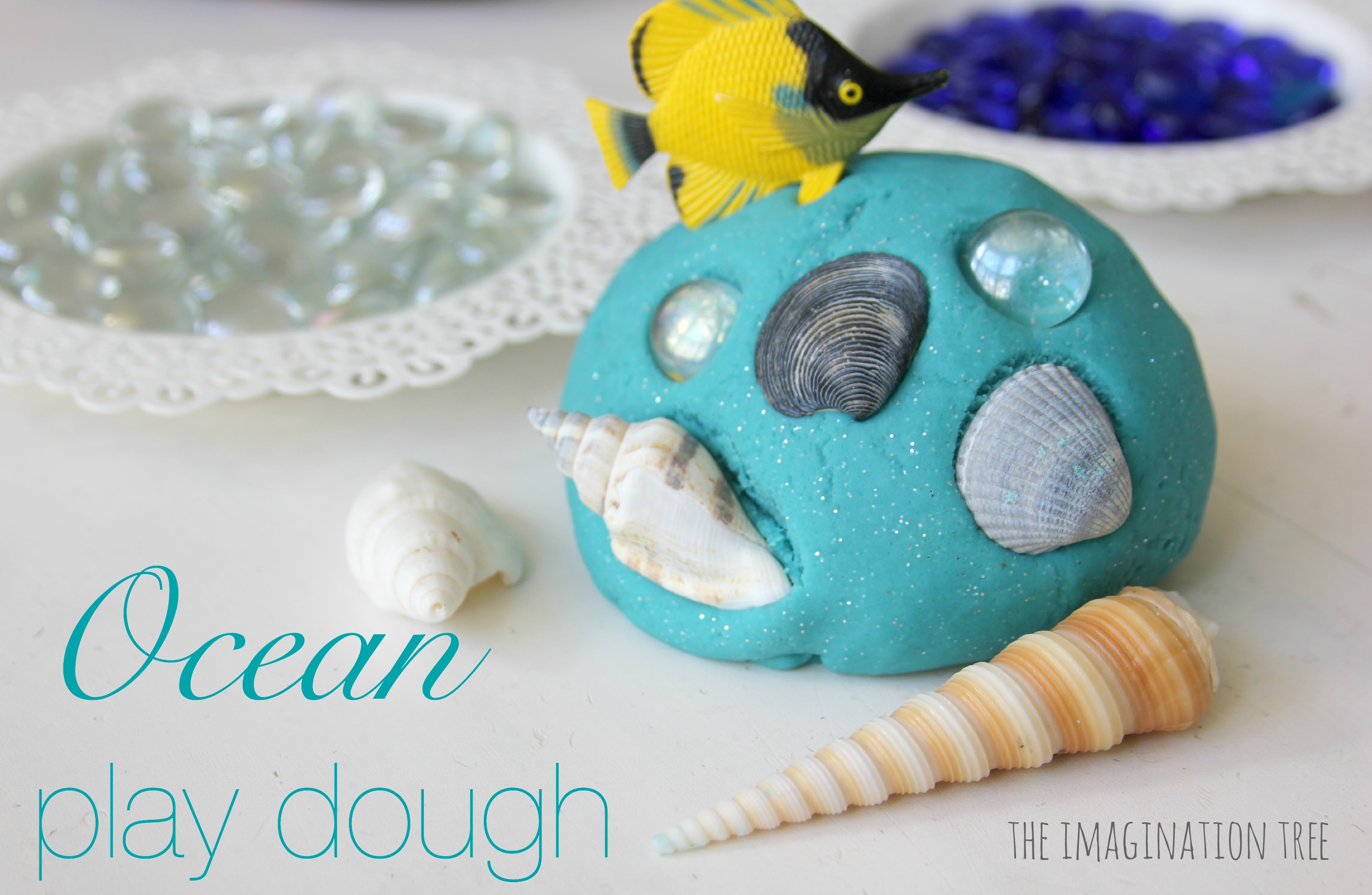 Ocean Play Dough and Loose Parts - The Imagination Tree