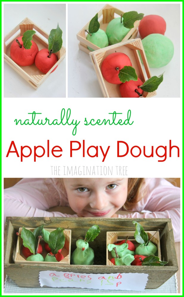 DIY no-cook apple play dough recipe. This smells wonderful!