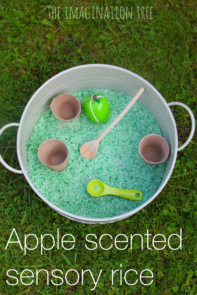How to make apple scented sensory rice for play