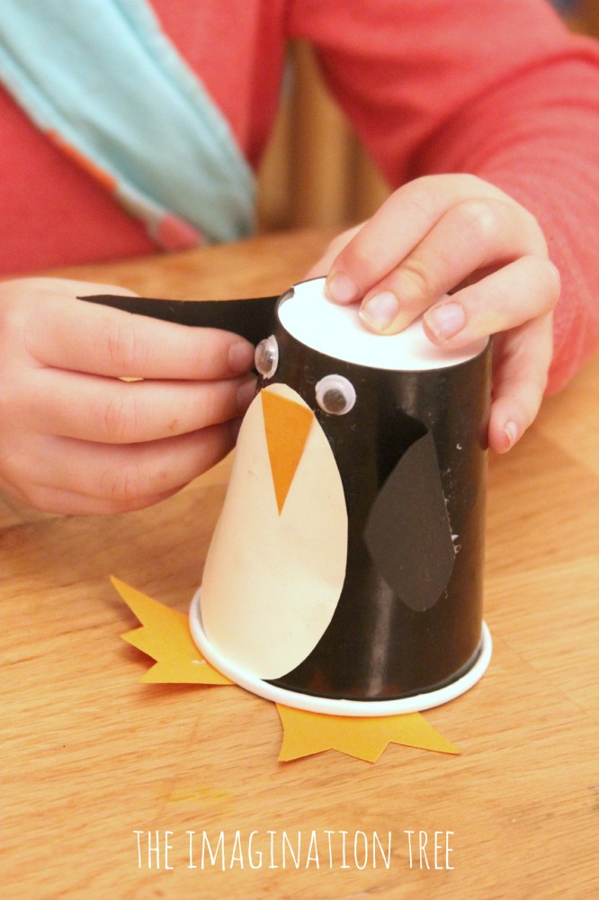 Penguin paper cup craft and game