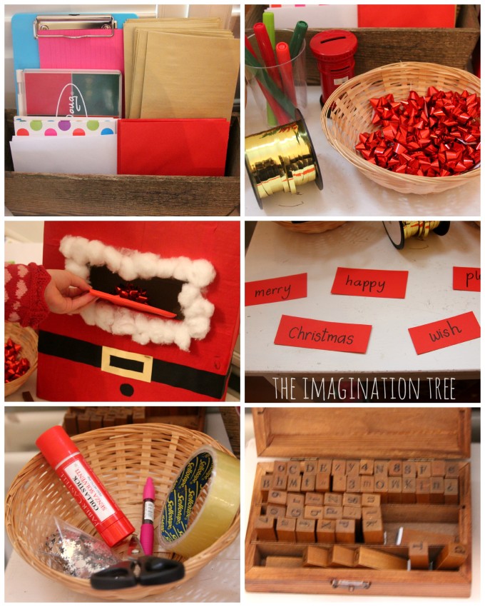 Materials for making a Christmas themed writing area