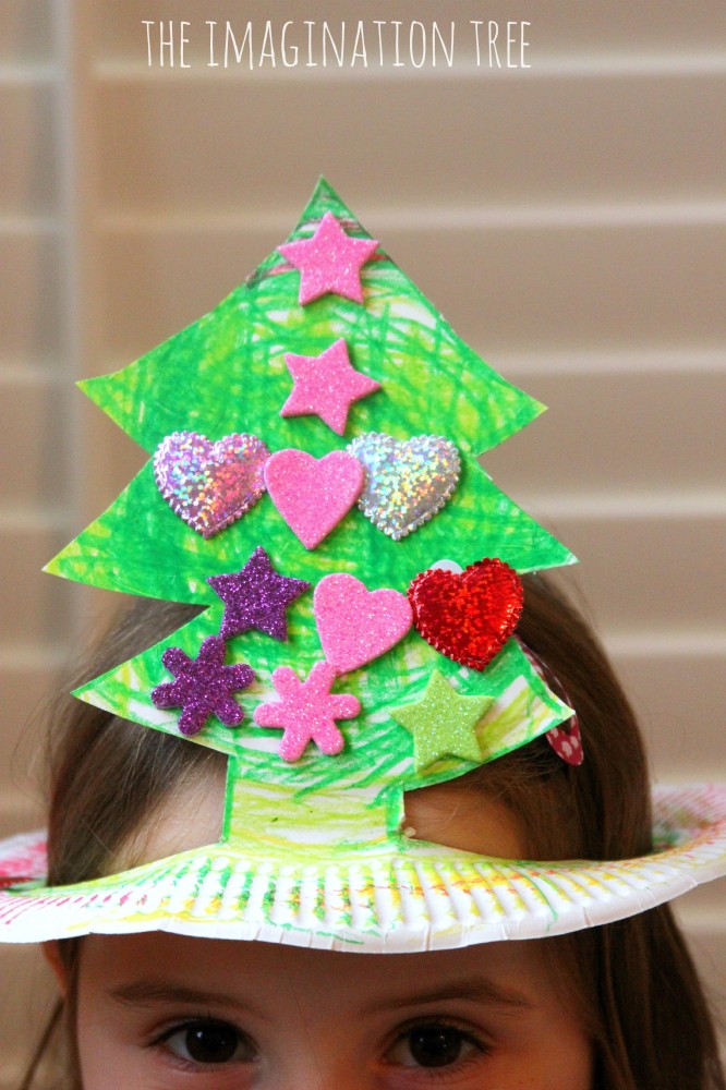 Paper plate Christmas tree hat