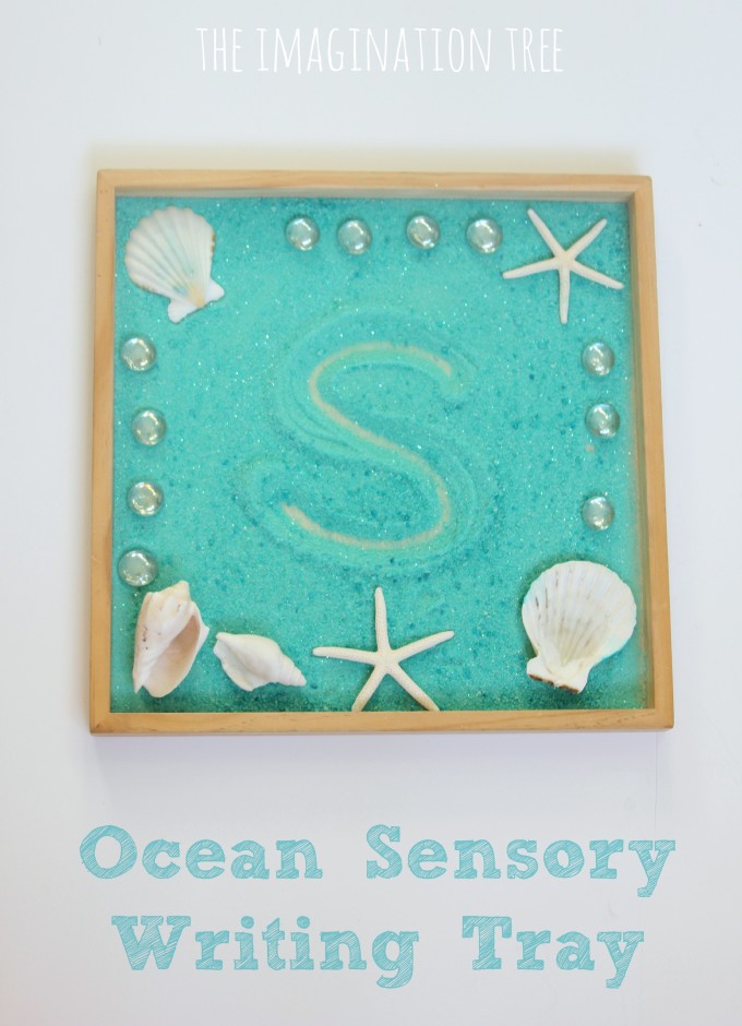 Ocean sensory writing tray