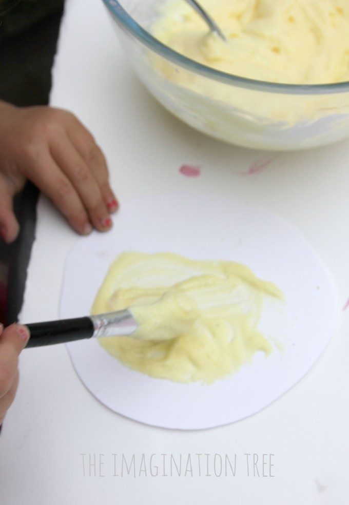 Painting with lemon puffy paint