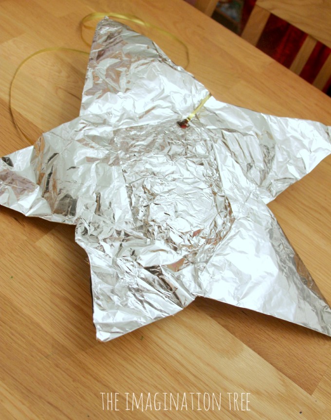 Easy DIY tin foil star piñata