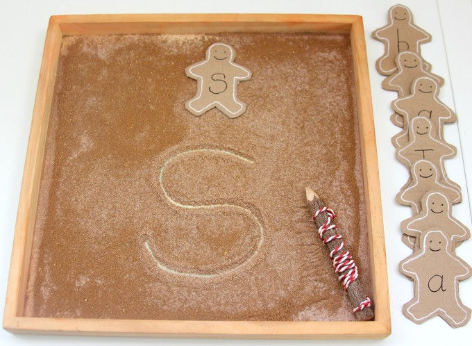 Gingerbread sensory writing tray