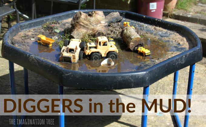 Diggers in the mud sensory play fun for toddlers and preschoolers!