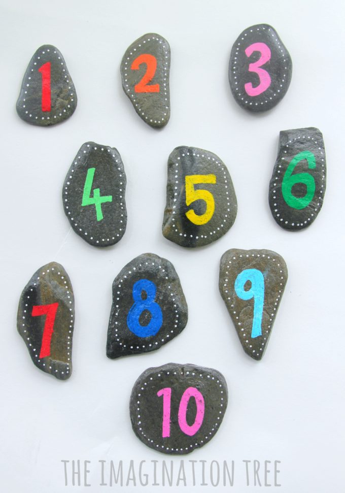 Number pebbles for maths play and learning games