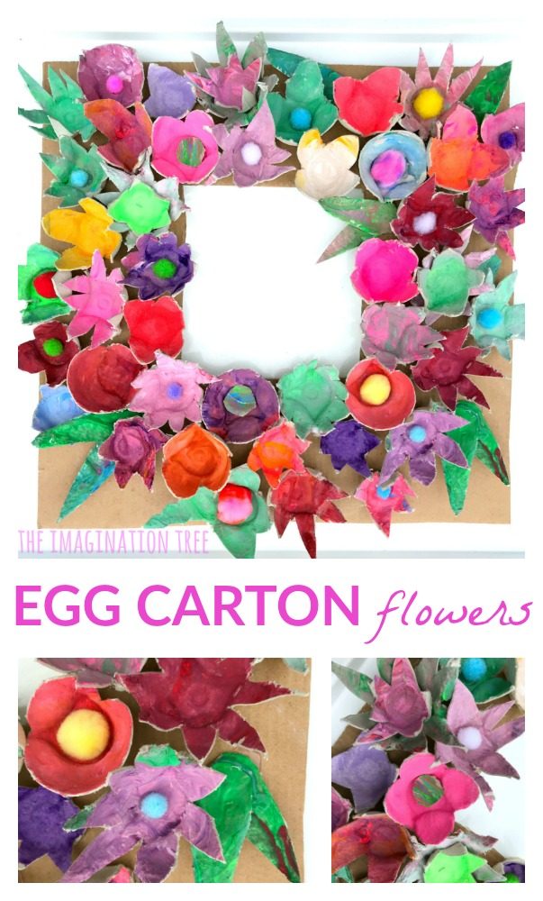 Egg carton flower wreath
