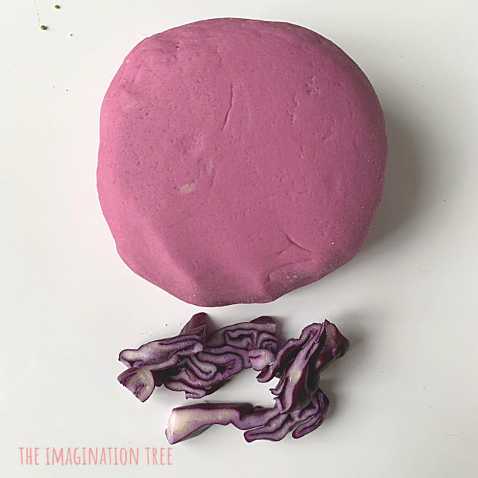 Red cabbage natural dyes for play dough